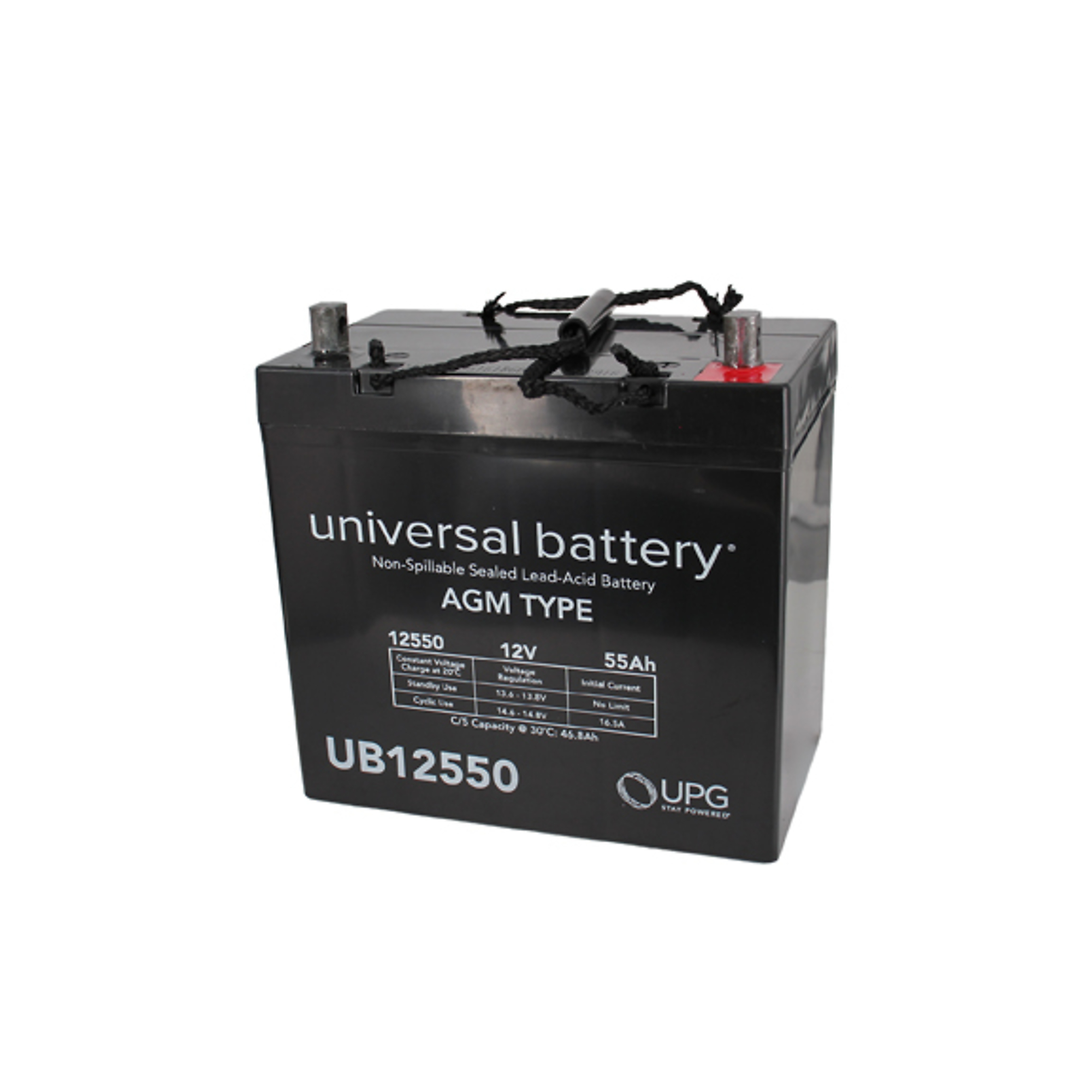 UPG Universal Sealed Lead-Acid Battery, AGM-type, 12V, 55 Amps, Group 22NF, Model# UB12550